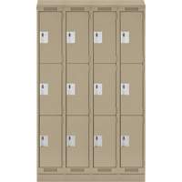 Casiers Clean Line, 3 niveaux, Bloc de 4, 72" x 18" x 82", Acier, Beige, Rivet (assembl&eacute;) Rock Safety Industrial Ltd