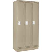 Casiers Clean Line, Bloc de 3, 36" x 18" x 76", Acier, Beige, Rivet (assembl&eacute;) Rock Safety Industrial Ltd