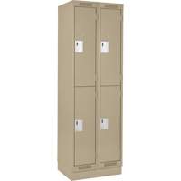 Clean Line Lockers, 2 -tier, Bank of 2, 24" x 18" x 76", Steel, Beige, Rivet (Assembled) Rock Safety Industrial Ltd