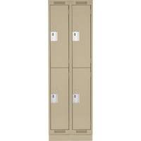 Clean Line Lockers, 2 -tier, Bank of 2, 24" x 18" x 76", Steel, Beige, Rivet (Assembled) Rock Safety Industrial Ltd
