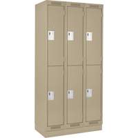 Clean Line Lockers, 2 -tier, Bank of 3, 36" x 18" x 76", Steel, Beige, Rivet (Assembled) Rock Safety Industrial Ltd