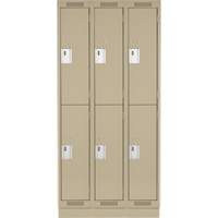 Clean Line Lockers, 2 -tier, Bank of 3, 36" x 18" x 76", Steel, Beige, Rivet (Assembled) Rock Safety Industrial Ltd