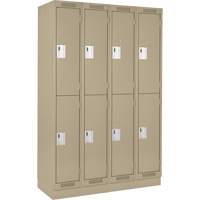 Clean Line Lockers, 2 -tier, Bank of 4, 48" x 18" x 76", Steel, Beige, Rivet (Assembled) Rock Safety Industrial Ltd