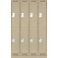 Clean Line Lockers, 2 -tier, Bank of 4, 48" x 18" x 76", Steel, Beige, Rivet (Assembled) Rock Safety Industrial Ltd
