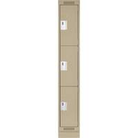 Clean Line Lockers, 3 -tier, 18" x 18" x 76", Steel, Beige, Rivet (Assembled) Rock Safety Industrial Ltd