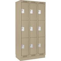 Casiers Clean Line, 3 niveaux, Bloc de 3, 54" x 18" x 76", Acier, Beige, Rivet (assembl&eacute;) Rock Safety Industrial Ltd