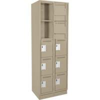 Clean Line Lockers, 5 -tier, Bank of 2, 24" x 18" x 76", Steel, Beige, Rivet (Assembled) Rock Safety Industrial Ltd