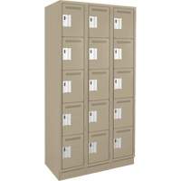 Casiers Clean Line, 5 niveaux, Bloc de 3, 36" x 18" x 76", Acier, Beige, Rivet (assembl&eacute;) Rock Safety Industrial Ltd