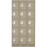 Casiers Clean Line, 5 niveaux, Bloc de 3, 36" x 18" x 76", Acier, Beige, Rivet (assembl&eacute;) Rock Safety Industrial Ltd