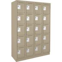 Clean Line Lockers, 5 -tier, Bank of 4, 48" x 18" x 76", Steel, Beige, Rivet (Assembled) Rock Safety Industrial Ltd
