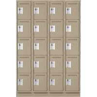 Clean Line Lockers, 5 -tier, Bank of 4, 48" x 18" x 76", Steel, Beige, Rivet (Assembled) Rock Safety Industrial Ltd
