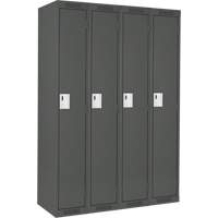 Clean Line Lockers, Bank of 4, 48" x 12" x 72", Steel, Charcoal, Rivet (Assembled) Rock Safety Industrial Ltd