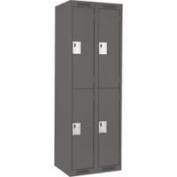 Clean Line Lockers, 2 -tier, Bank of 2, 24" x 18" x 72", Steel, Charcoal, Rivet (Assembled) Rock Safety Industrial Ltd