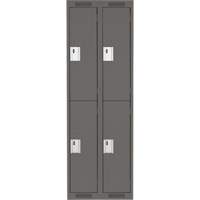 Clean Line Lockers, 2 -tier, Bank of 2, 24" x 18" x 72", Steel, Charcoal, Rivet (Assembled) Rock Safety Industrial Ltd