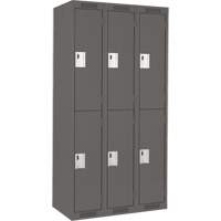 Clean Line Lockers, 2 -tier, Bank of 3, 36" x 18" x 72", Steel, Charcoal, Rivet (Assembled) Rock Safety Industrial Ltd