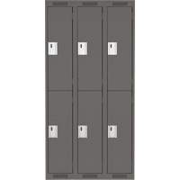 Clean Line Lockers, 2 -tier, Bank of 3, 36" x 18" x 72", Steel, Charcoal, Rivet (Assembled) Rock Safety Industrial Ltd