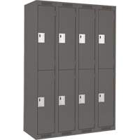Clean Line Lockers, 2 -tier, Bank of 4, 48" x 18" x 72", Steel, Charcoal, Rivet (Assembled) Rock Safety Industrial Ltd