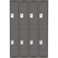 Clean Line Lockers, 2 -tier, Bank of 4, 48" x 18" x 72", Steel, Charcoal, Rivet (Assembled) Rock Safety Industrial Ltd