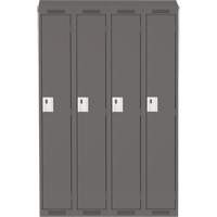 Clean Line Lockers, Bank of 4, 48" x 18" x 78", Steel, Charcoal, Rivet (Assembled) Rock Safety Industrial Ltd