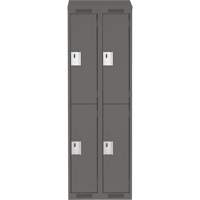 Clean Line Lockers, 2 -tier, Bank of 2, 24" x 15" x 78", Steel, Charcoal, Rivet (Assembled) Rock Safety Industrial Ltd