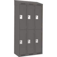 Casiers Clean Line, 2 niveaux, Bloc de 3, 36" x 15" x 78", Acier, Charbon, Rivet (assembl&eacute;) Rock Safety Industrial Ltd