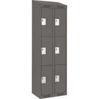Clean Line Lockers, 3 -tier, Bank of 2, 24" x 12" x 78", Steel, Charcoal, Rivet (Assembled) Rock Safety Industrial Ltd