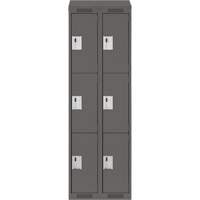 Clean Line Lockers, 3 -tier, Bank of 2, 24" x 12" x 78", Steel, Charcoal, Rivet (Assembled) Rock Safety Industrial Ltd