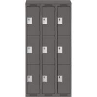 Casiers Clean Line, 3 niveaux, Bloc de 3, 36" x 12" x 78", Acier, Charbon, Rivet (assembl&eacute;) Rock Safety Industrial Ltd