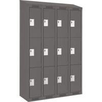 Casiers Clean Line, 3 niveaux, Bloc de 4, 48" x 12" x 78", Acier, Charbon, Rivet (assembl&eacute;) Rock Safety Industrial Ltd