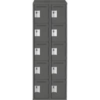 Casiers Clean Line, 5 niveaux, Bloc de 2, 24" x 18" x 78", Acier, Charbon, Rivet (assembl&eacute;) Rock Safety Industrial Ltd