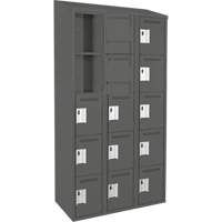 Clean Line Lockers, 5 -tier, Bank of 3, 36" x 18" x 78", Steel, Charcoal, Rivet (Assembled) Rock Safety Industrial Ltd