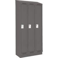 Clean Line Lockers, Bank of 3, 36" x 18" x 82", Steel, Charcoal, Rivet (Assembled) Rock Safety Industrial Ltd