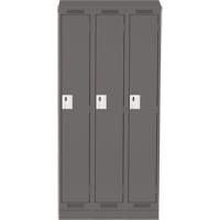 Clean Line Lockers, Bank of 3, 36" x 18" x 82", Steel, Charcoal, Rivet (Assembled) Rock Safety Industrial Ltd
