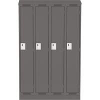 Clean Line Lockers, Bank of 4, 48" x 18" x 82", Steel, Charcoal, Rivet (Assembled) Rock Safety Industrial Ltd