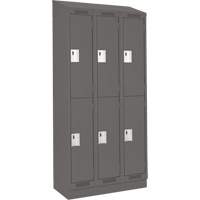 Clean Line Lockers, 2 -tier, Bank of 3, 36" x 18" x 82", Steel, Charcoal, Rivet (Assembled) Rock Safety Industrial Ltd