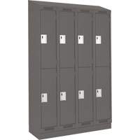 Clean Line Lockers, 2 -tier, Bank of 4, 48" x 18" x 82", Steel, Charcoal, Rivet (Assembled) Rock Safety Industrial Ltd