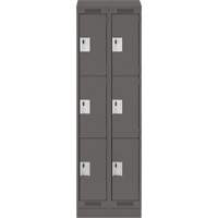 Clean Line Lockers, 3 -tier, Bank of 2, 36" x 18" x 82", Steel, Charcoal, Rivet (Assembled) Rock Safety Industrial Ltd