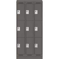 Clean Line Lockers, 3 -tier, Bank of 3, 54" x 18" x 82", Steel, Charcoal, Rivet (Assembled) Rock Safety Industrial Ltd