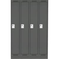 Clean Line Lockers, Bank of 4, 48" x 18" x 76", Steel, Charcoal, Rivet (Assembled) Rock Safety Industrial Ltd