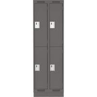 Clean Line Lockers, 2 -tier, Bank of 2, 24" x 18" x 76", Steel, Charcoal, Rivet (Assembled) Rock Safety Industrial Ltd