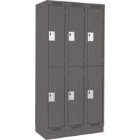 Clean Line Lockers, 2 -tier, Bank of 3, 36" x 18" x 76", Steel, Charcoal, Rivet (Assembled) Rock Safety Industrial Ltd