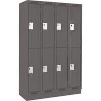 Casiers Clean Line, 2 niveaux, Bloc de 4, 48" x 18" x 76", Acier, Charbon, Rivet (assembl&eacute;) Rock Safety Industrial Ltd