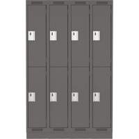 Casiers Clean Line, 2 niveaux, Bloc de 4, 48" x 18" x 76", Acier, Charbon, Rivet (assembl&eacute;) Rock Safety Industrial Ltd