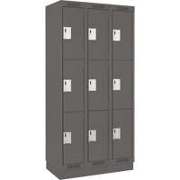 Casiers Clean Line, 3 niveaux, Bloc de 3, 54" x 18" x 76", Acier, Charbon, Rivet (assembl&eacute;) Rock Safety Industrial Ltd