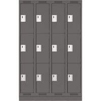 Casiers Clean Line, 3 niveaux, Bloc de 4, 72" x 18" x 76", Acier, Charbon, Rivet (assembl&eacute;) Rock Safety Industrial Ltd