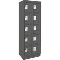 Clean Line Lockers, 5 -tier, Bank of 2, 24" x 18" x 76", Steel, Charcoal, Rivet (Assembled) Rock Safety Industrial Ltd