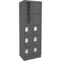 Clean Line Lockers, 5 -tier, Bank of 2, 24" x 18" x 76", Steel, Charcoal, Rivet (Assembled) Rock Safety Industrial Ltd