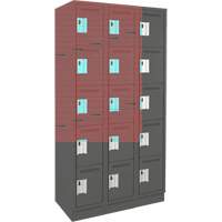 Casiers Clean Line, 5 niveaux, Bloc de 3, 36" x 18" x 76", Acier, Charbon, Rivet (assembl&eacute;) Rock Safety Industrial Ltd