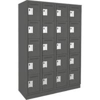 Clean Line Lockers, 5 -tier, Bank of 4, 48" x 18" x 76", Steel, Charcoal, Rivet (Assembled) Rock Safety Industrial Ltd