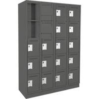 Clean Line Lockers, 5 -tier, Bank of 4, 48" x 18" x 76", Steel, Charcoal, Rivet (Assembled) Rock Safety Industrial Ltd